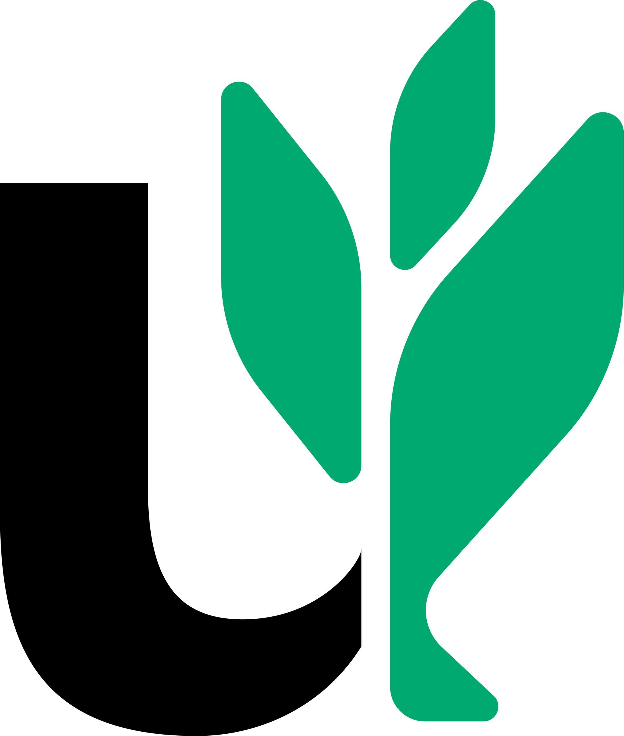 Grünes Blatt-Logo von UrbanFarmUp – nachhaltige urbane Landwirtschaft, Vertical Farming und lokale Lebensmittelproduktion